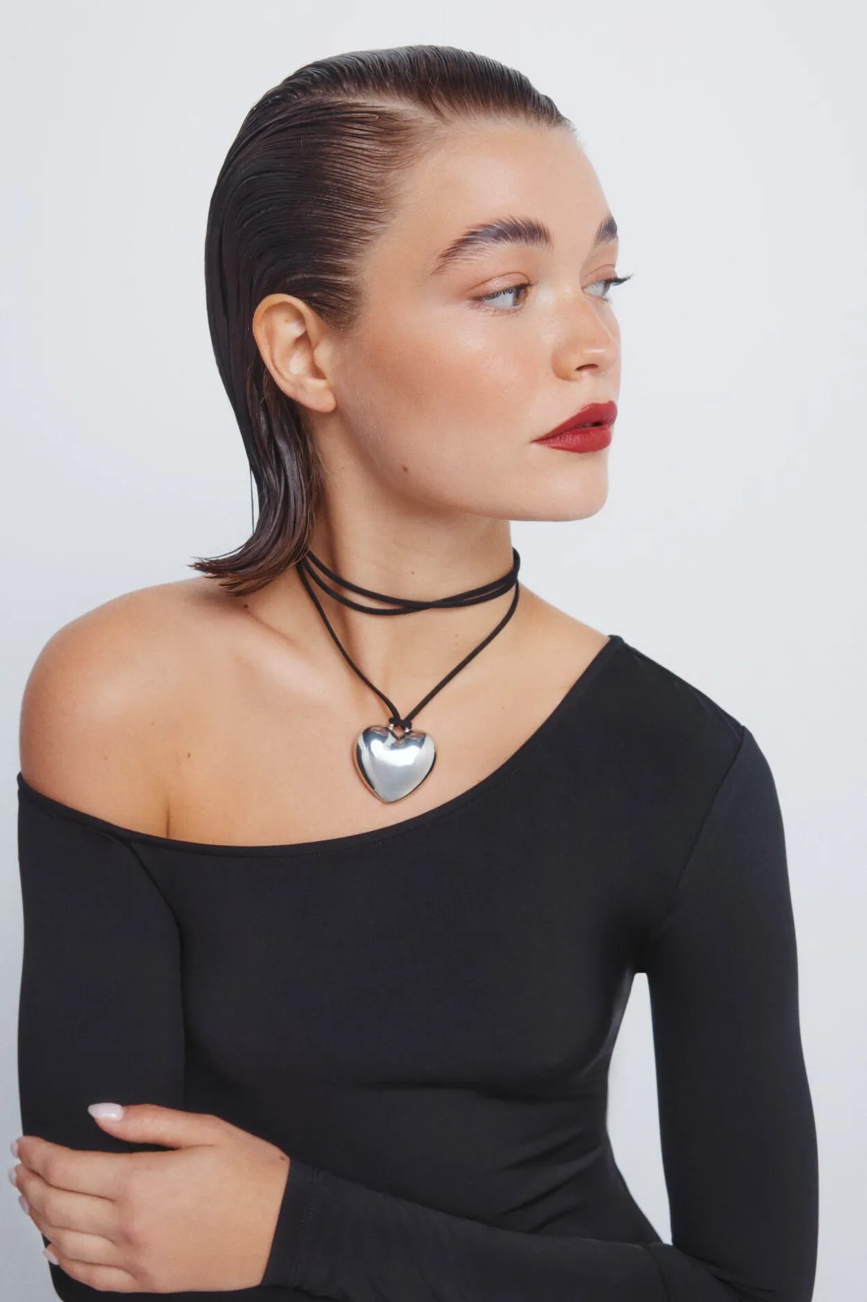 Springfield Vestido midi drapeado escote asimétrico negro Outlet