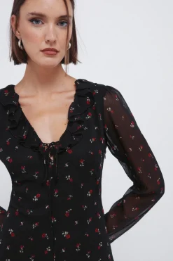 Springfield Vestido midi escote zigzag burdeos Best