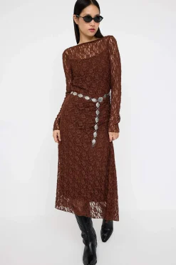 Trendyol Vestido midi espalda abierta marr&oacute;n Sale