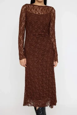 Trendyol Vestido midi espalda abierta marr&oacute;n Sale