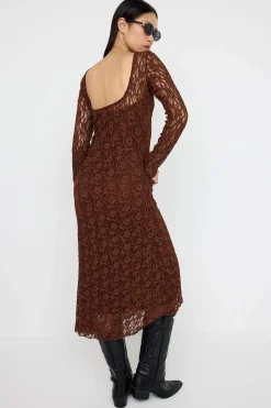 Trendyol Vestido midi espalda abierta marr&oacute;n Sale