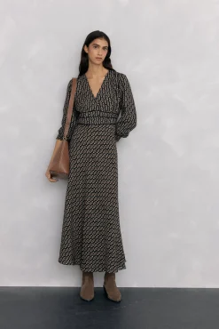 Pedro del Hierro Vestido midi estampado Gris New