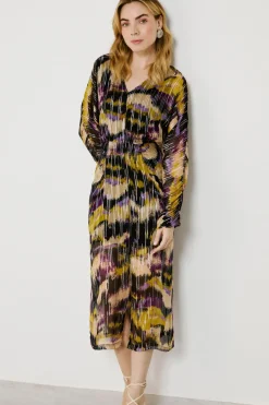 Vila Vestido midi estampado con lúrex Multicolor New