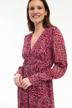 Vila Vestido midi estampado con lúrex Rosa