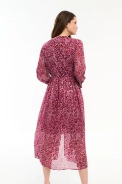 Vila Vestido midi estampado con lúrex Rosa