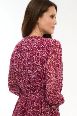 Vila Vestido midi estampado con lúrex Rosa