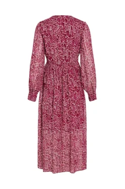 Vila Vestido midi estampado con lúrex Rosa