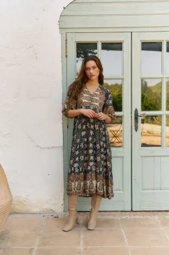 Jaase Vestido midi Eve estampado Nomade Multicolor Hot