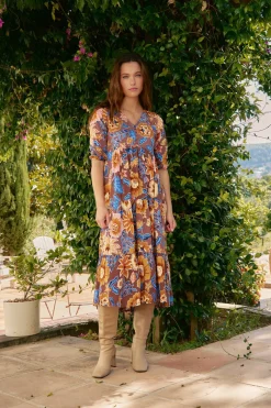 Jaase Vestido midi Eve estampado tierra Multicolor Hot