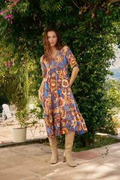 Jaase Vestido midi Eve estampado tierra Multicolor Hot