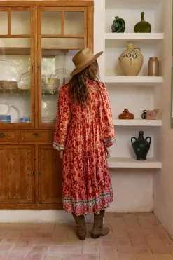 Jaase Vestido midi Eve estampado Lilliana Estampado naranja Clearance