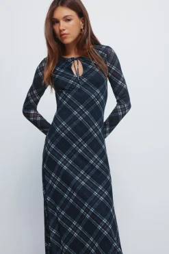 Springfield Vestido midi gasa cuadros azul New