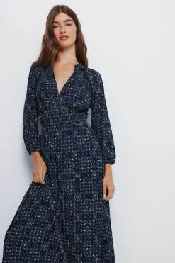 Springfield Vestido midi goma cintura azul