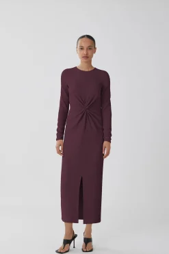 Vila Vestido midi manga larga Vino Online