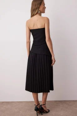 Trendyol Vestido midi plisado negro Sale