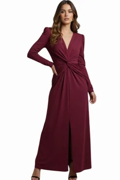 Cuplé Vestido midi punto Granate Hot