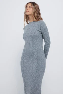 Springfield Vestido midi punto cable knit estampado