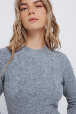 Springfield Vestido midi punto cable knit estampado