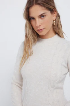 Springfield Vestido midi punto cable knit nude Hot