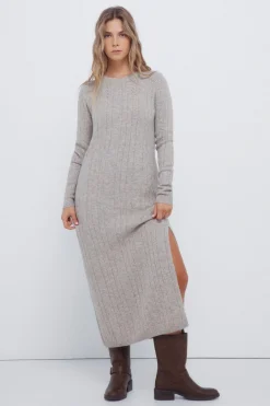 Springfield Vestido midi punto pointelle gris Sale