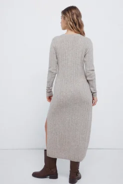 Springfield Vestido midi punto pointelle gris Sale