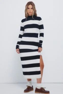 Springfield Vestido midi punto rayas kodak azul Clearance