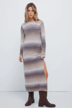 Springfield Vestido midi punto space dye gris Outlet