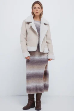 Springfield Vestido midi punto space dye gris Outlet