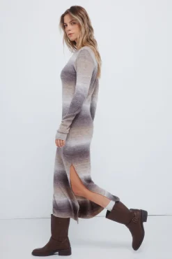Springfield Vestido midi punto space dye gris Outlet