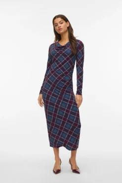 Vero Moda Vestido midi rombos Granate Outlet