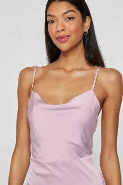 Vila Vestido midi satinado Lila Outlet