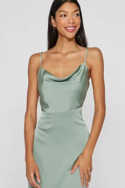 Vila Vestido midi satinado Verde Online