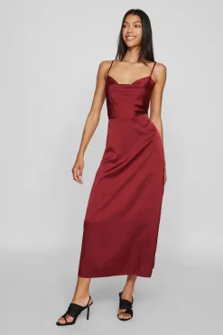 Vila Vestido midi satinado Vino Best