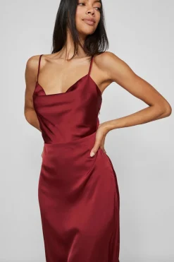 Vila Vestido midi satinado Vino Best