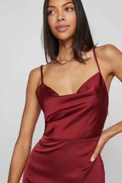 Vila Vestido midi satinado Vino Best