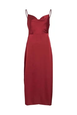 Vila Vestido midi satinado Vino Best