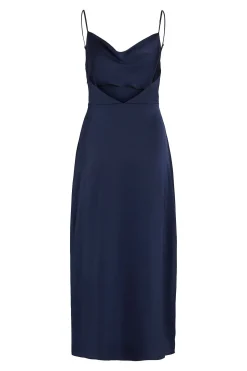 Vila Vestido midi satinado Azul marino Online