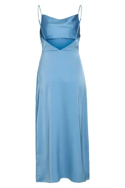 Vila Vestido midi satinado Azul Best
