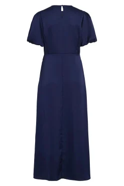 Vila Vestido midi satinado de fiesta Azul marino Discount