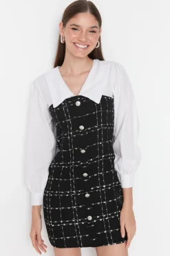 Trendyol Vestido mini cuello camisero negro Best