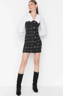Trendyol Vestido mini cuello camisero negro Best