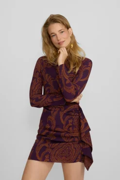 Silbon Vestido mini drapeado estampado Multicolor New