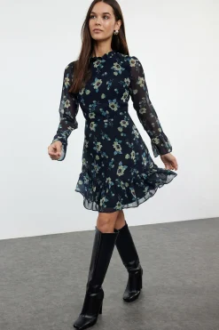 Trendyol Vestido mini volantes azul Sale