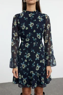 Trendyol Vestido mini volantes azul Sale