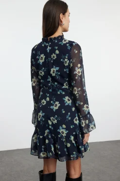 Trendyol Vestido mini volantes azul Sale