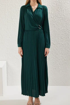 Trendyol Vestido plisado verde Sale