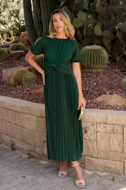 Polín Et Moi Vestido plisado Eulalia Verde oscuro Online