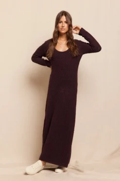 Slowlove Vestido punto aranés Granate Clearance