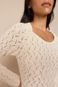 Slowlove Vestido punto calado multicolor Marfil Sale