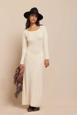 Slowlove Vestido punto calado multicolor Marfil Sale